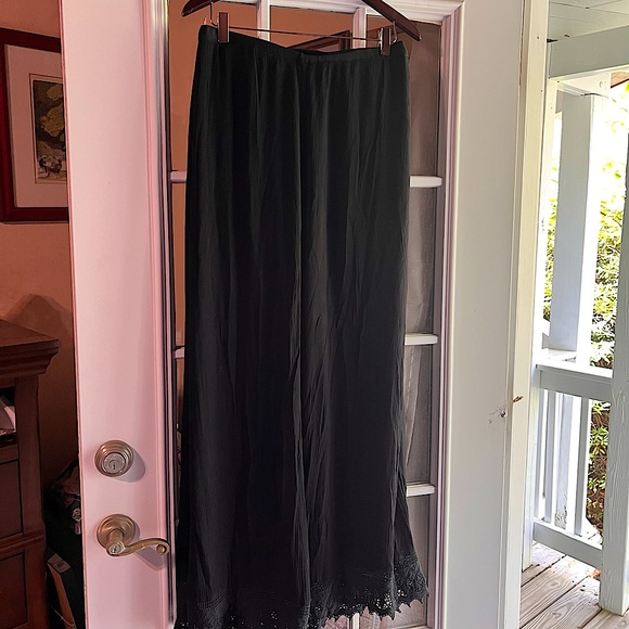 Pants - Elegant Black Palazzo Pants, Tall